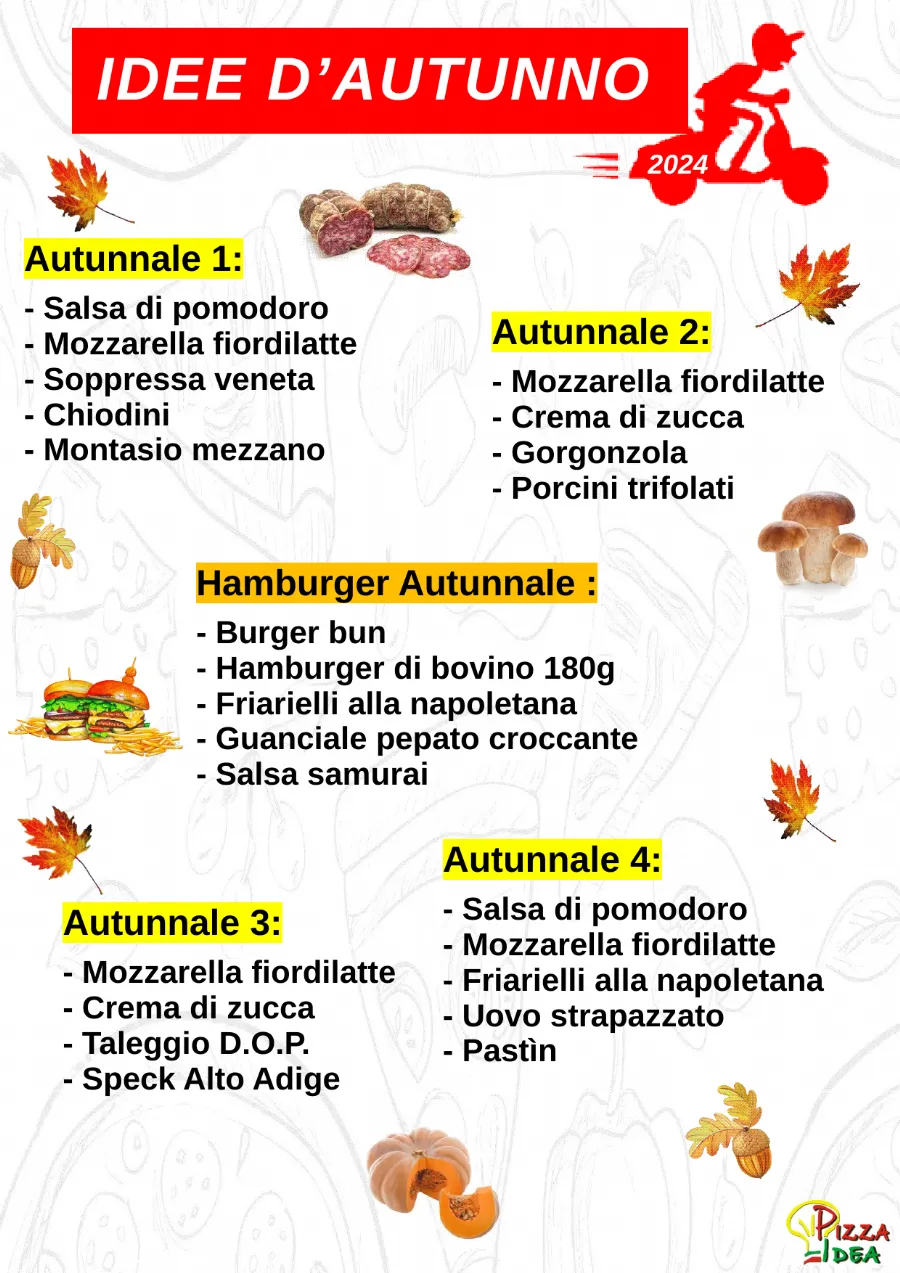 Listino online : Menu Nuovo listino Pizzaidea Ceggia